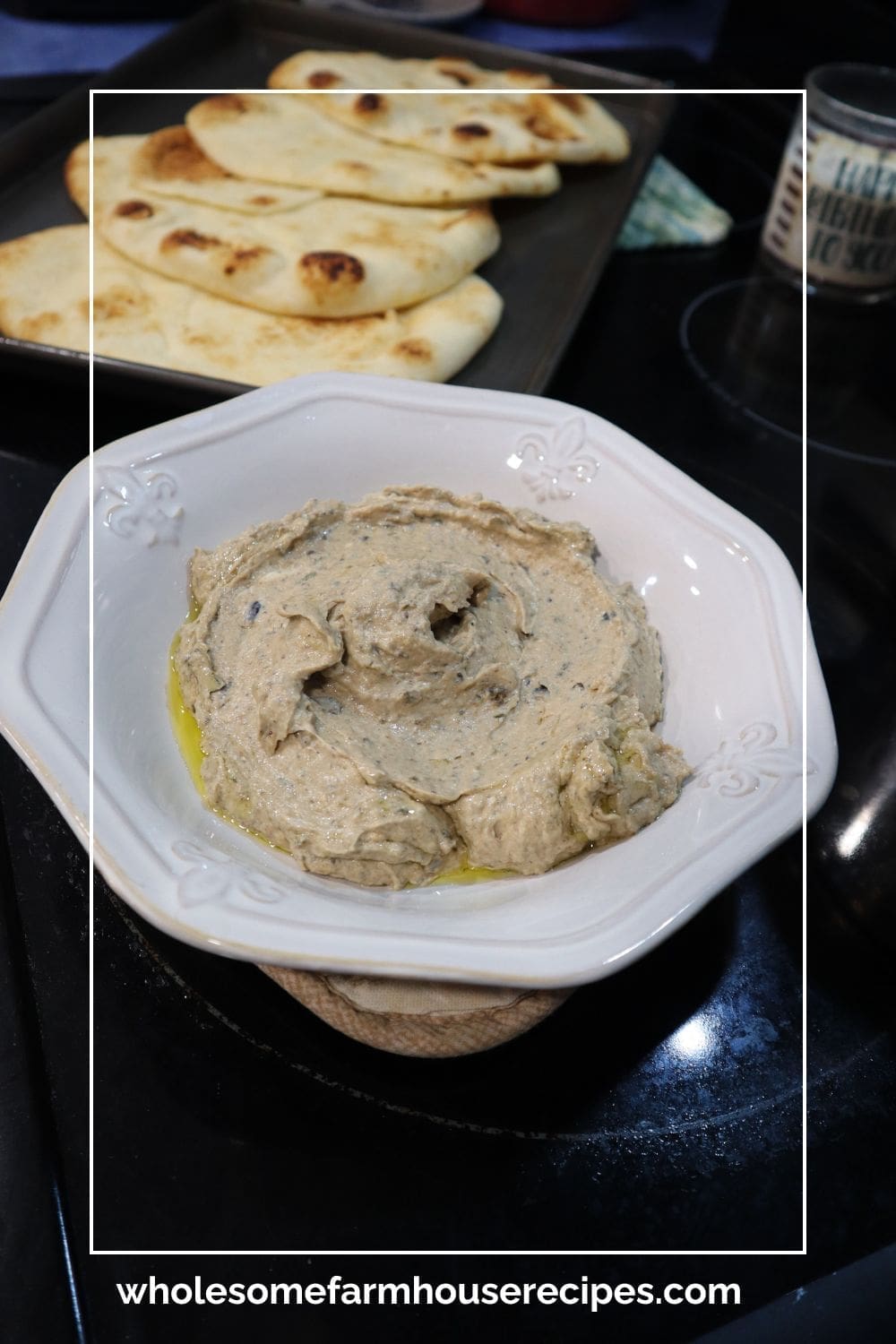 Baba Ganoush Dip Fresh Naan Bread