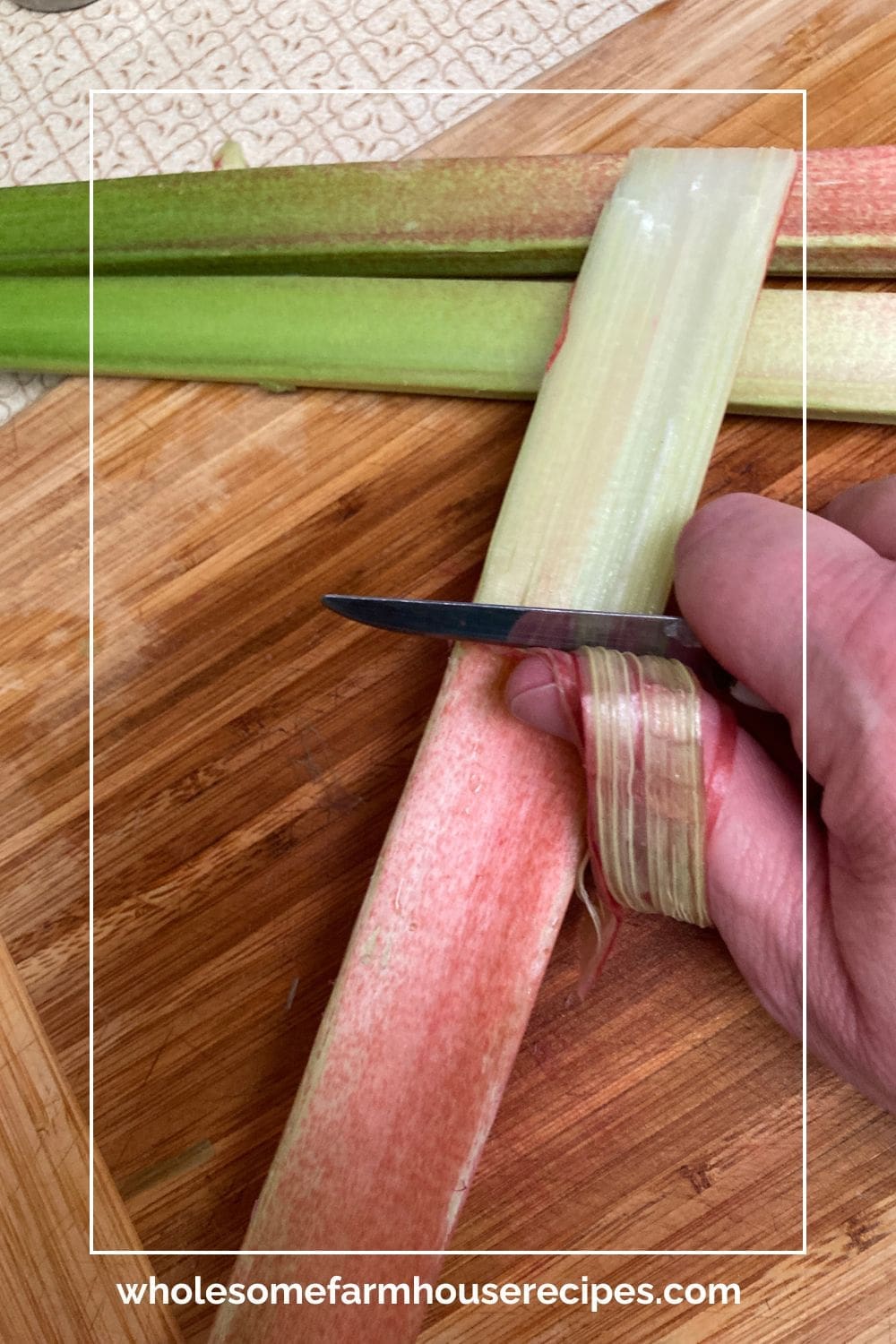Peeling the Rhubarb Outer Layer