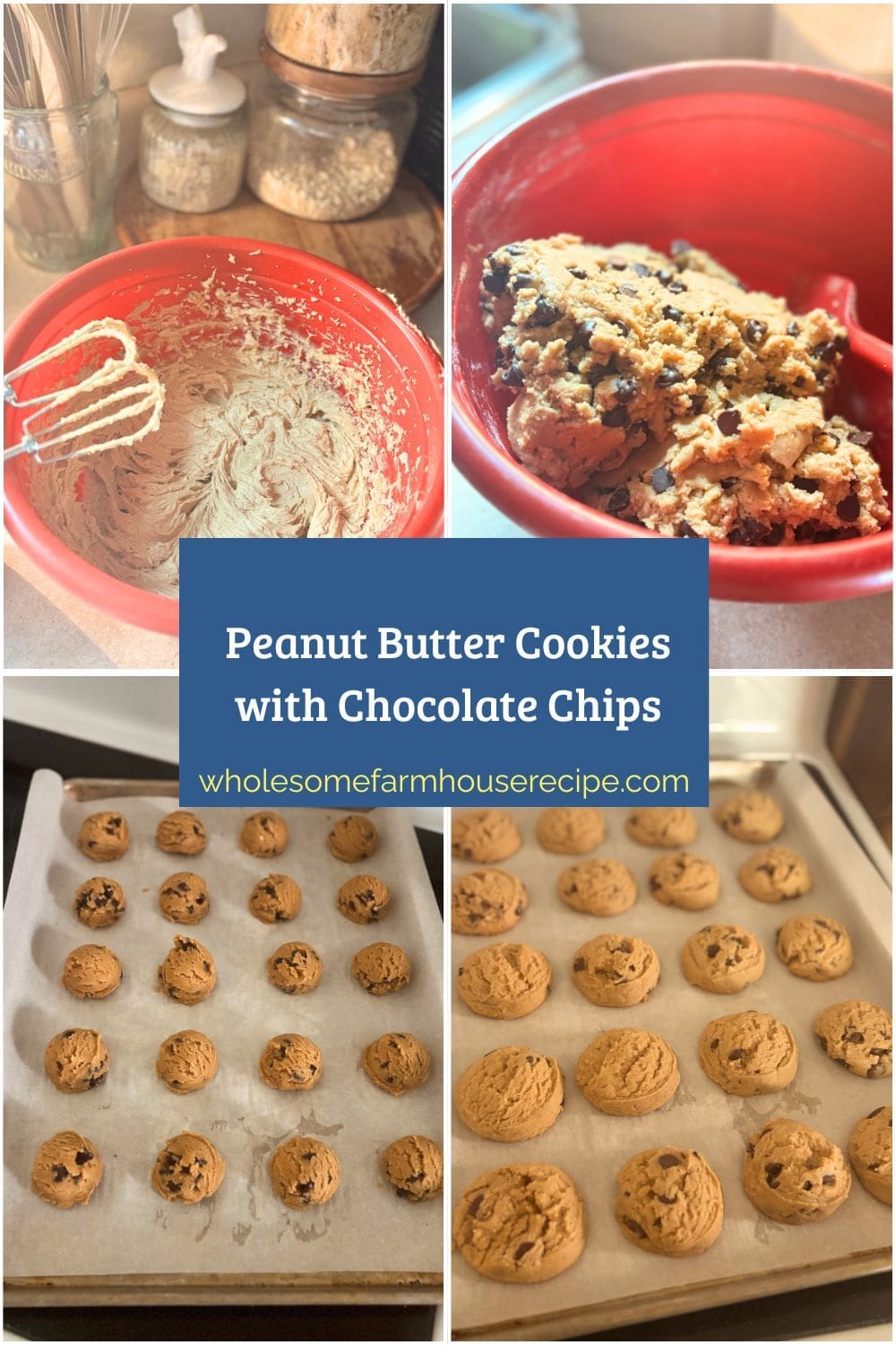 making peanut butter cookies with chocolate chips