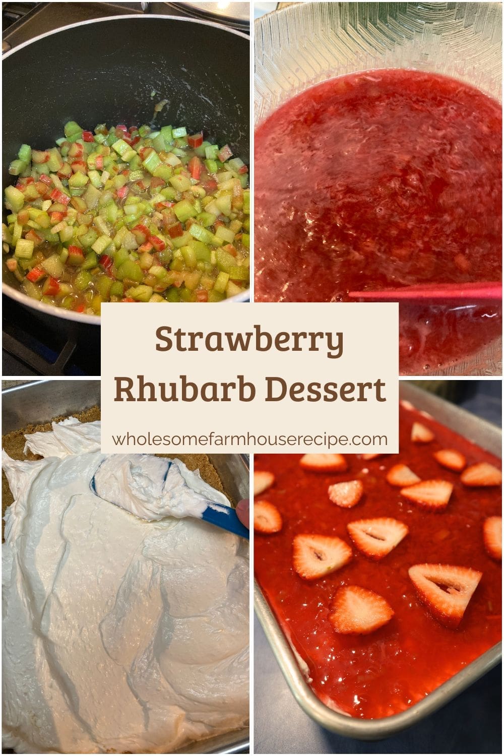 making strawberry rhubarb dessert