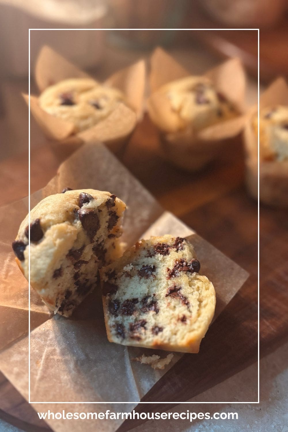 Jumbo Chocolate Chip Muffin Sliced Open