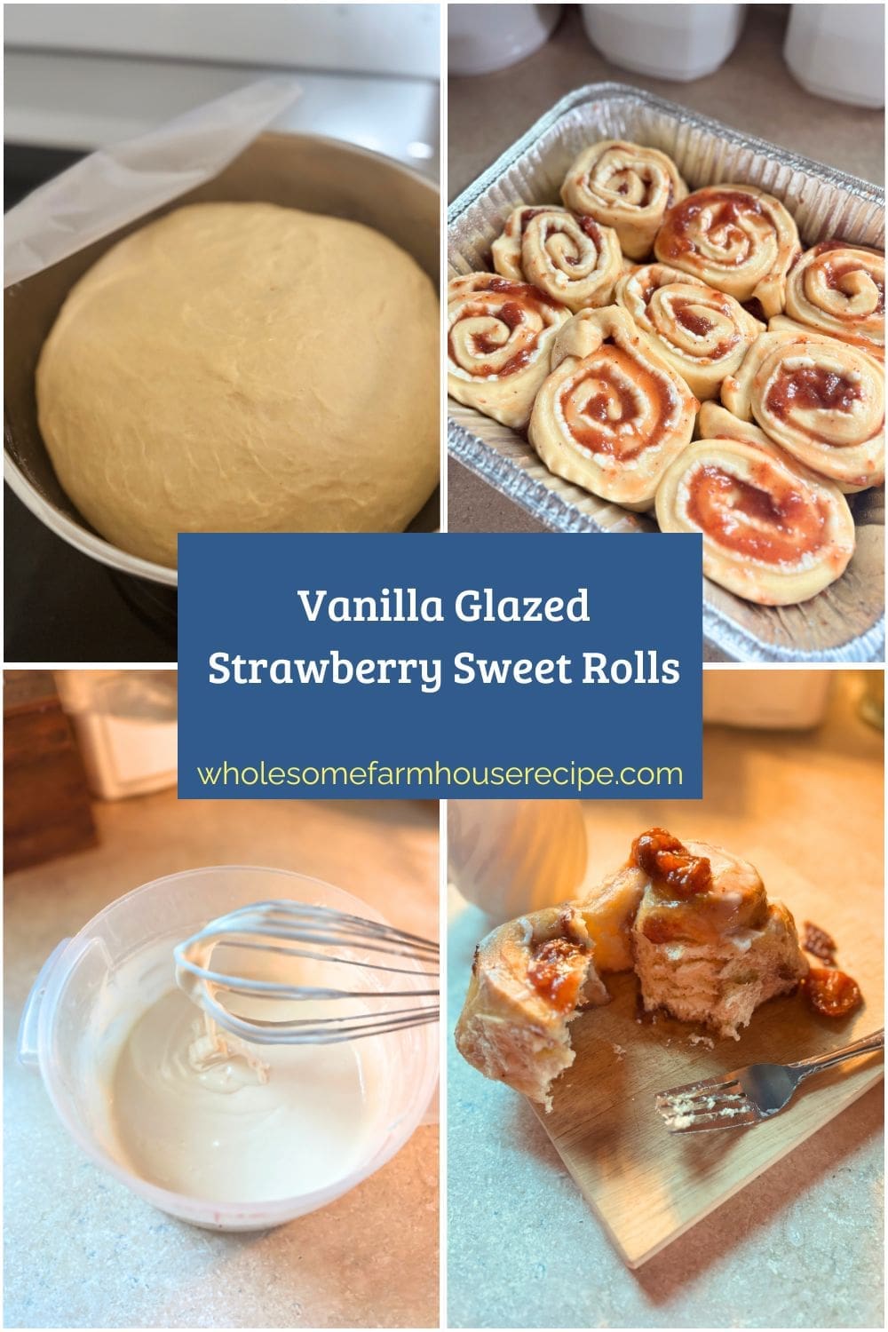 Vanilla Glazed Strawberry Sweet Rolls