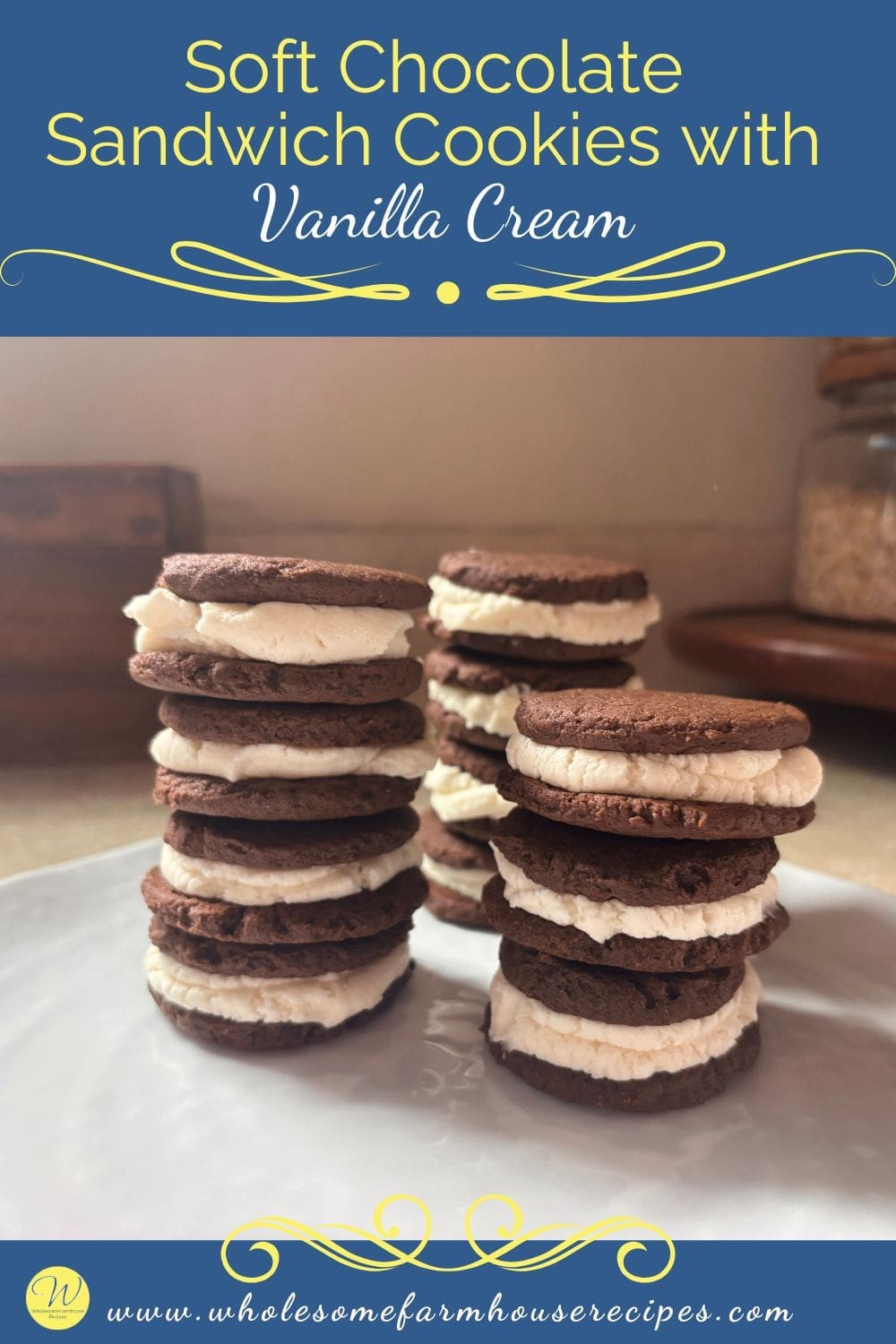 Soft Chocolate Sandwich Cookies with Vanilla Cream
