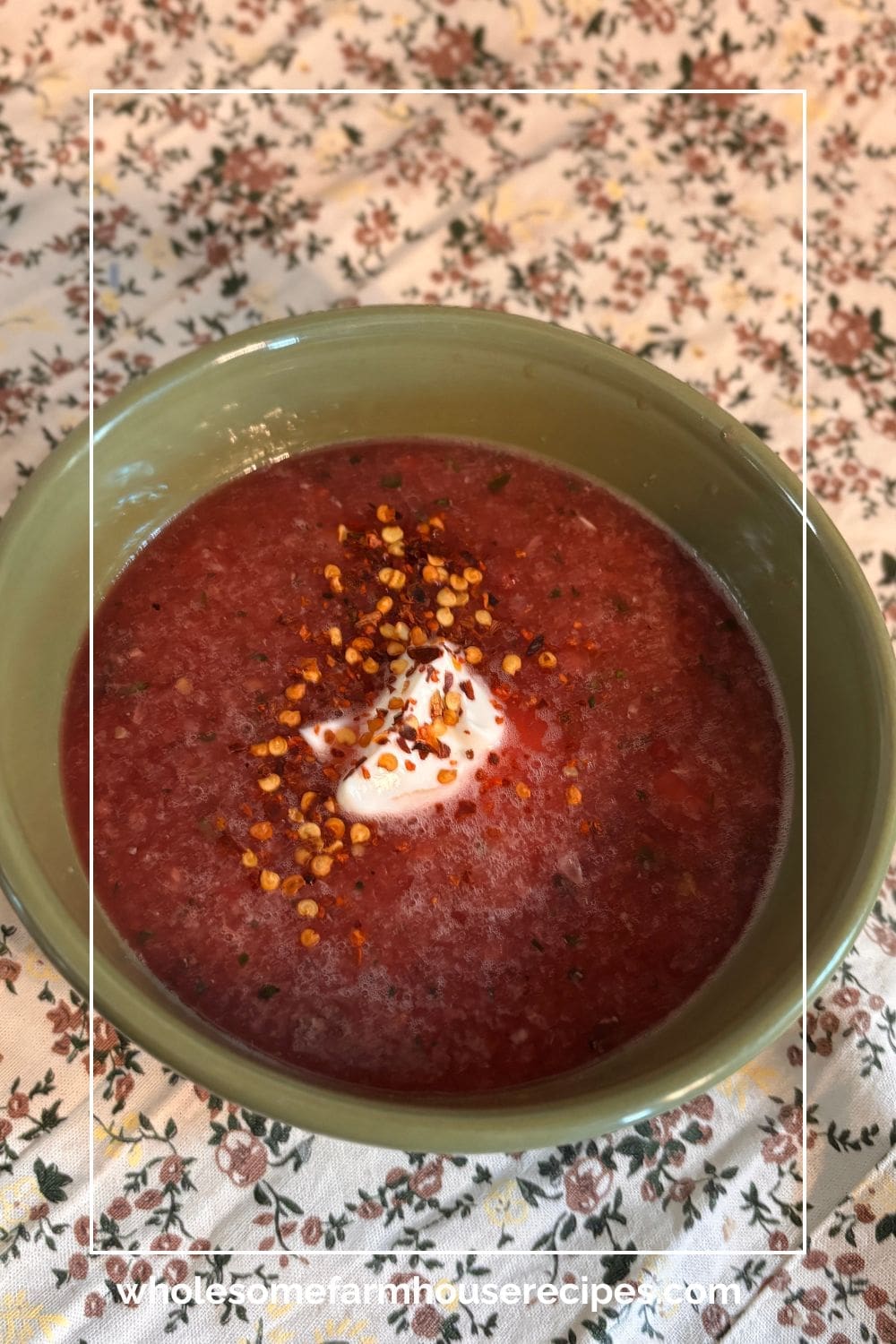Watermelon Soup with Sour Cream and Red Pepper Flakes